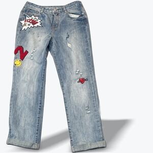 Hannah Banana Kids Denim Jeans Size 12 ‎ Factory Distressed Patches
Streetwear